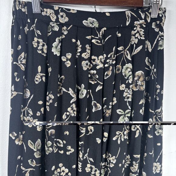 VTG Briggs New York Floral Midi Skirt Y2K Elastic Waist Black Cottagecore sz 14 - Picture 9 of 14
